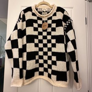 Bibi checkered chunky sweater. Size small. Never worn, with tags.